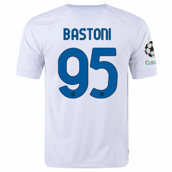 Energy Comfort Nike Inter Milan Alessandro Bastoni Away Jersey w/ Champions League   Copa Italia Patches 23/24 (White/Lyon Blue)
