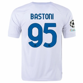 Ultra Soft Weave Performance Driven Design Nike Inter Milan Alessandro Bastoni Away Jersey w/ Champions League   Copa Italia Patches 23/24 (White/Lyon Blue)