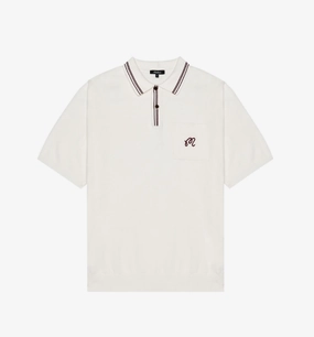 Minimal Detail Malbon "Campania Knit Polo" M - Ivory / White