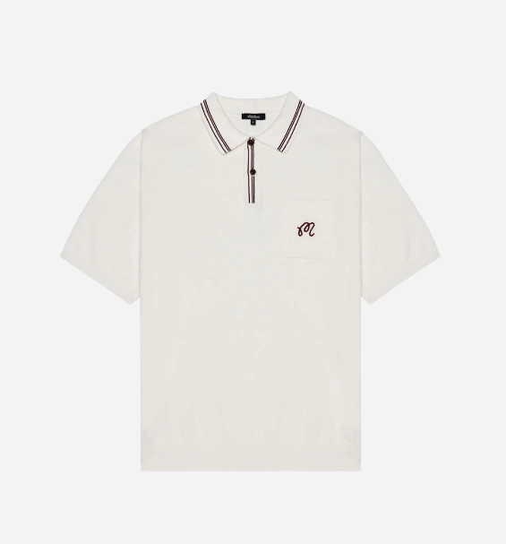 Malbon "Campania Knit Polo" M - Ivory / White Performance Ready