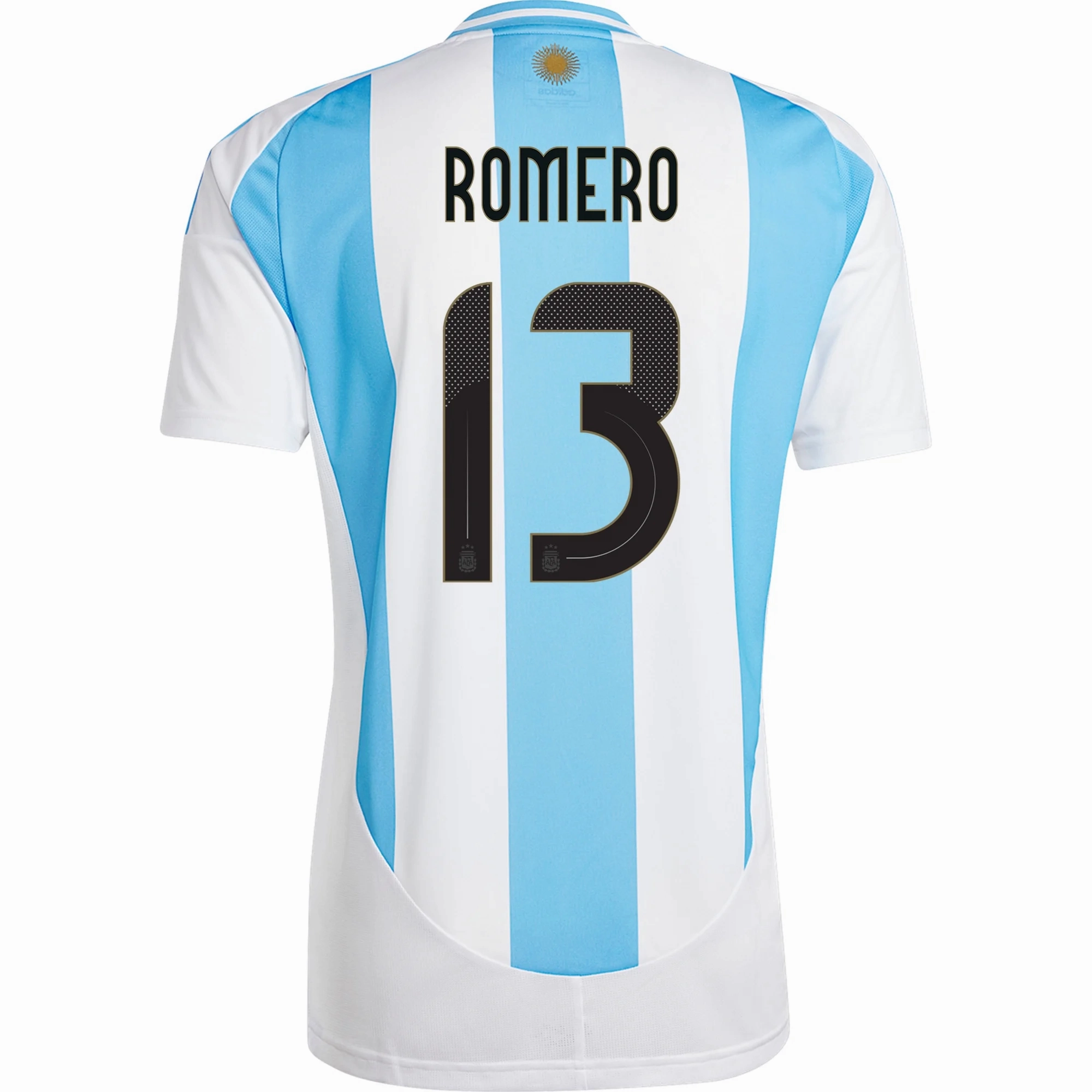 adidas Argentina Cristian Romero Home Jersey 24/25 (White/Blue Burst) Bold Trim Abrasion Resistant Fabric