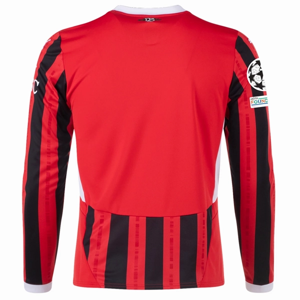 Smooth Surface Finish Puma AC Milan Home Long Sleeve Jersey w/ Champions League Patches 24/25 (Red/Black)