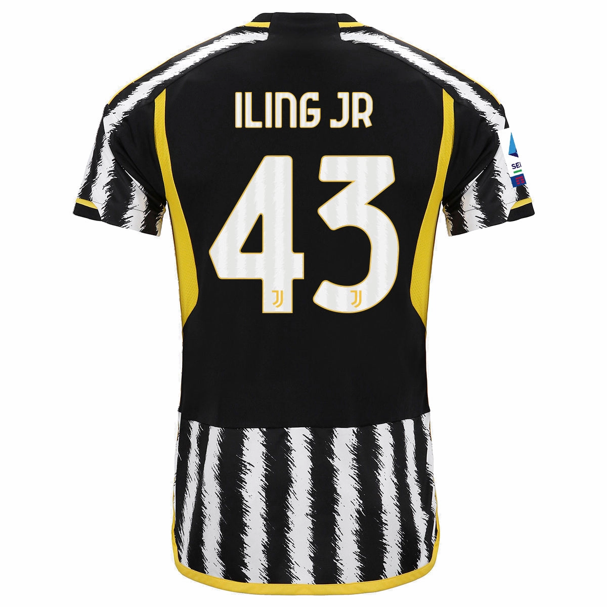 Speed Fit Functional Activewear adidas Iling Jr Juventus Home Jersey w/ Serie A Patch 23/24 (Black/White)