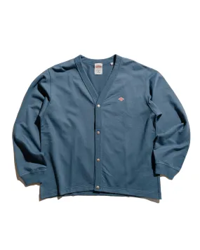 Chic Layer product holiday wear celebration Danton Cotton Terry Dot Button V-Neck Cardigan Dark Blue