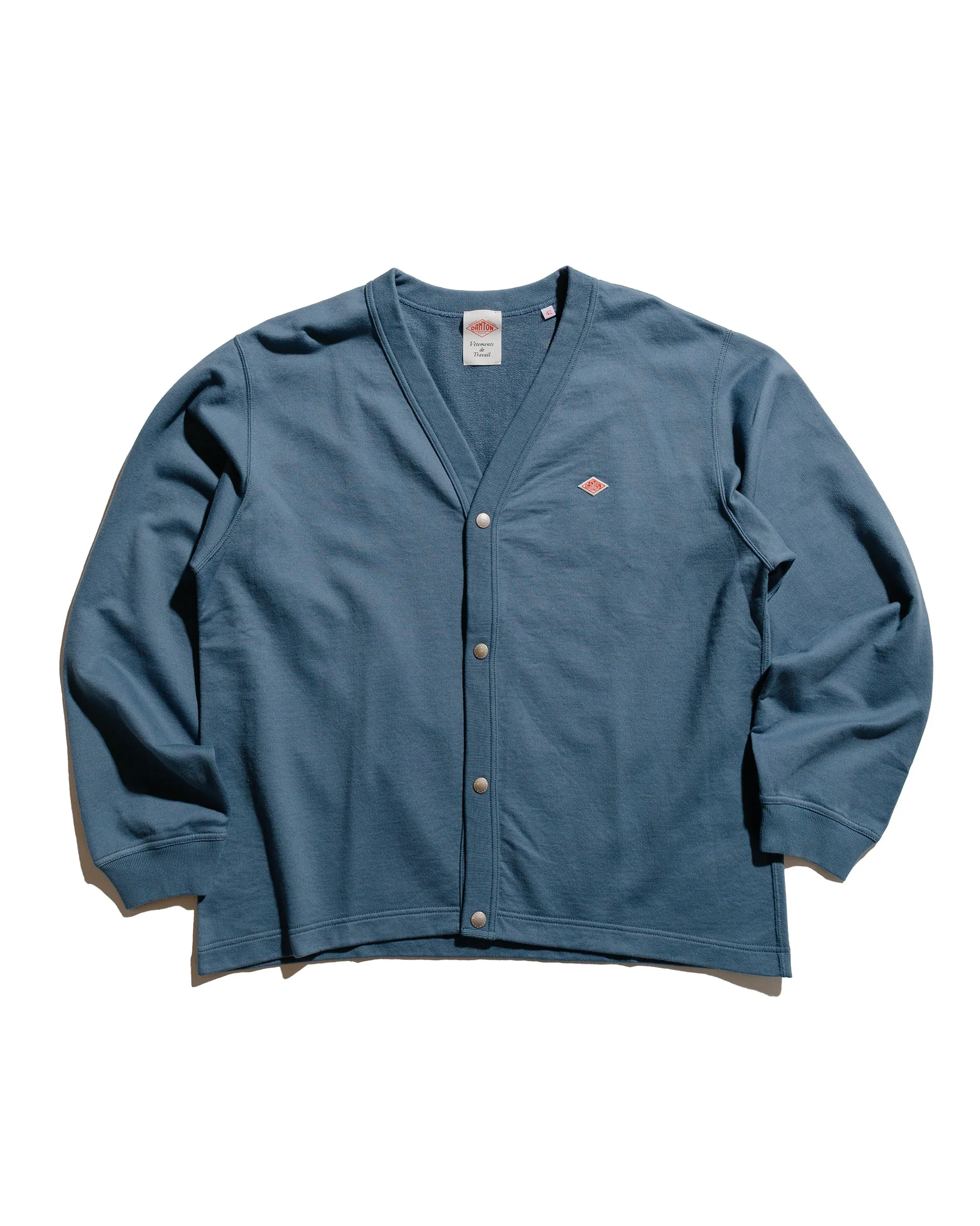 Chic Layer product holiday wear celebration Danton Cotton Terry Dot Button V-Neck Cardigan Dark Blue