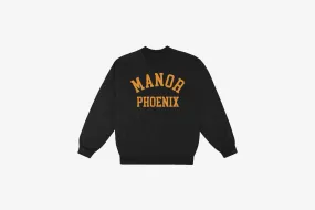Manor "Mid-Weight Collegiate Crewneck" M - Black / Orange LowProfile Body Free