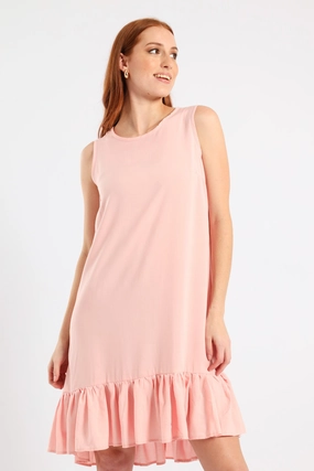 Frill Hem Hi-Lo Shift Mini Dress - Light Pink Stylish dinner attire