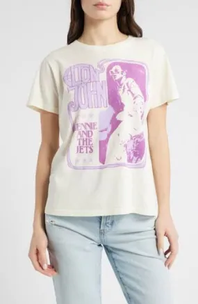 Korean Fresh Fashion Core Daydreamer "Elton John/Bennie & The Jets Encore Tee" W - Stone Vintage