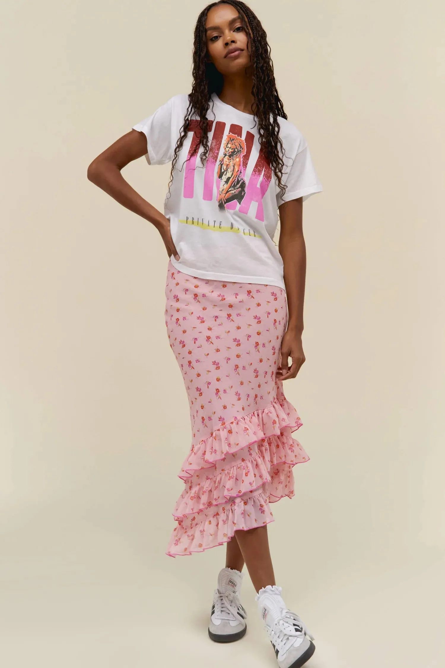 Glam Night DayDreamer "Tina Turner Private Dancer Tee"  W - White / Pink