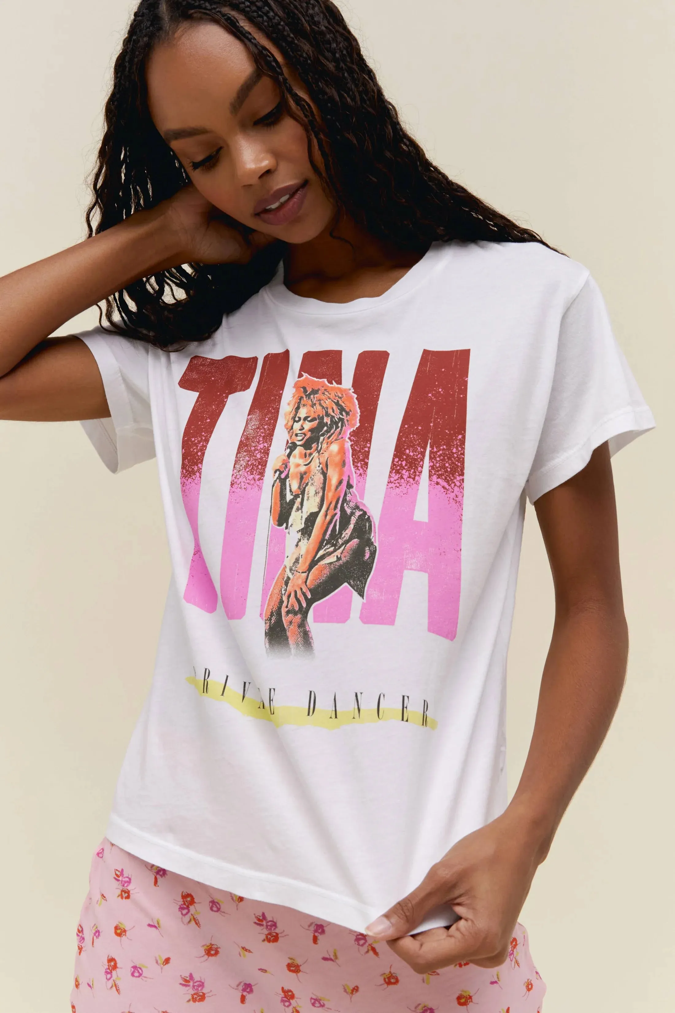 High End Joy Ease DayDreamer "Tina Turner Private Dancer Tee"  W - White / Pink