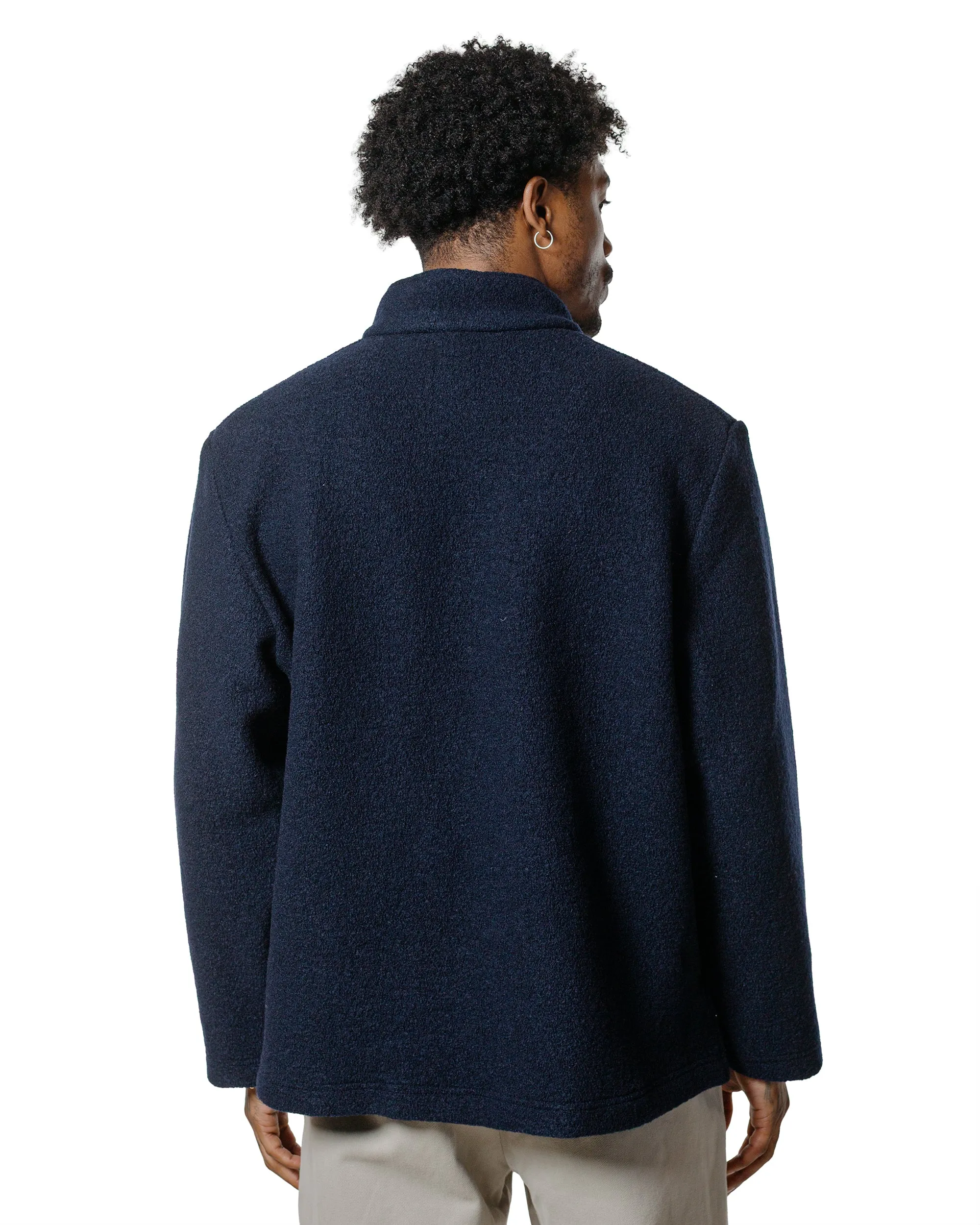 Street Relaxed De Bonne Facture Half Ziped Pullover Boiled Wool Blue Green