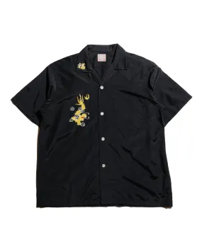 The Real McCoy's MS25009 Viet-Nam Open Collar Souvenir Shirt Black Winter Layering