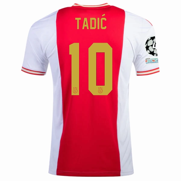 Non Chafe Stitching adidas Ajax Dusan Tadic Home Jersey w/ Champions League Patches 22/23 (Bold Red/White)