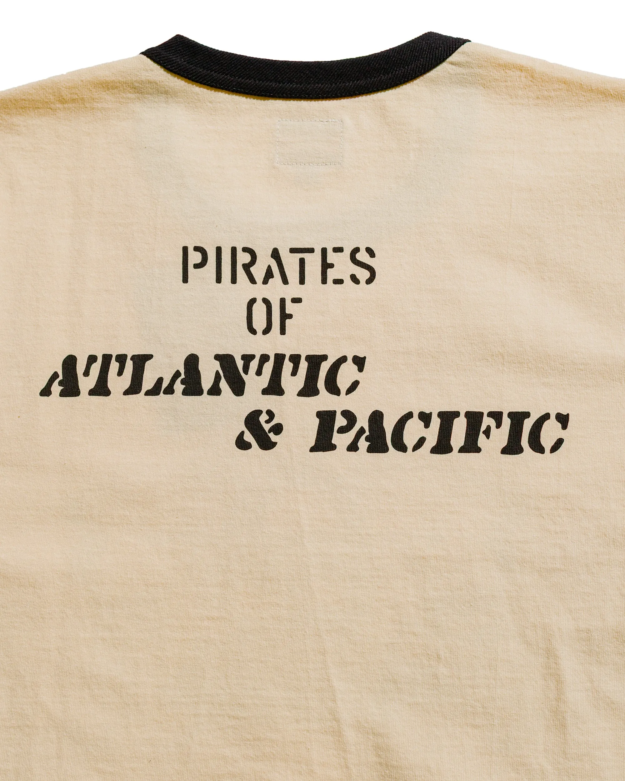 The Real McCoy's MC25005 Military Tee / USS Kidd Ecru/Black Wide Neck Opening BreathableMaterial