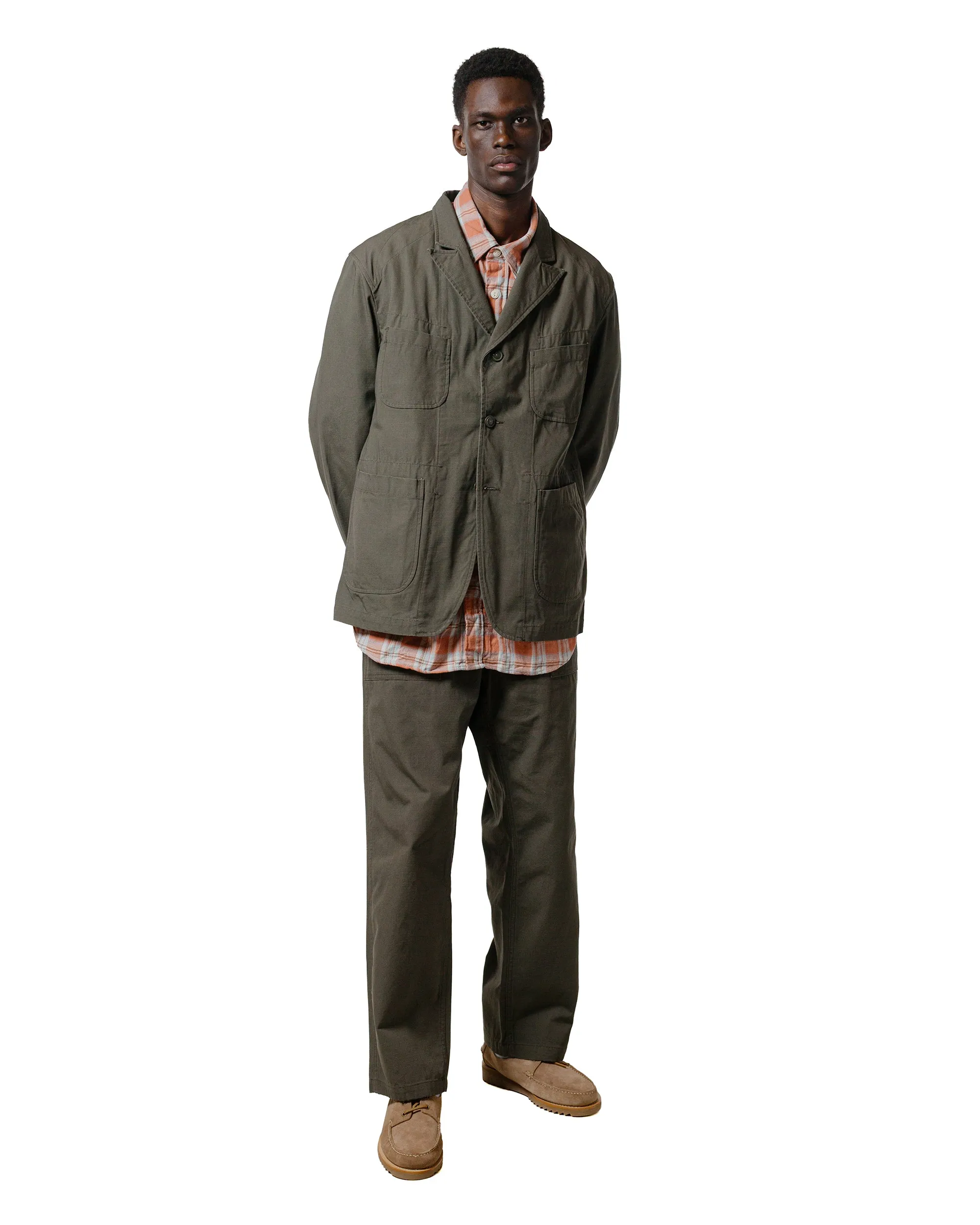 Earthy Hue Engineered Garments Work Shirt Pink Cotton Plaid Jacquard