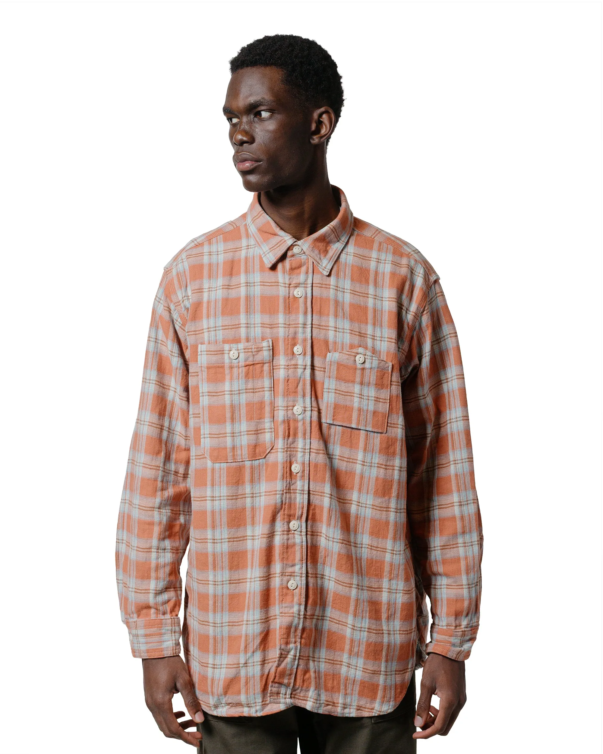 Engineered Garments Work Shirt Pink Cotton Plaid Jacquard Preppy Vibe Timeless Classic
