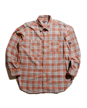 Glossy Texture Engineered Garments Work Shirt Pink Cotton Plaid Jacquard