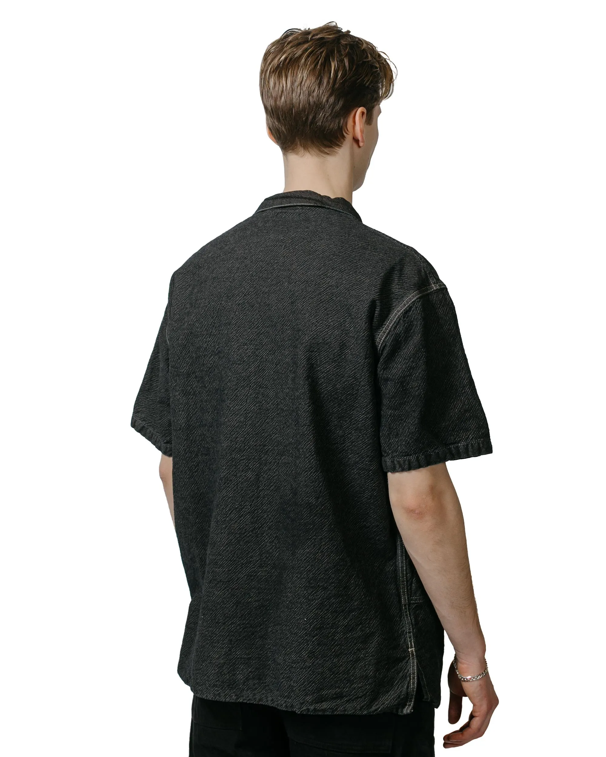 Sustainable Manufacturing Process Comfortable Wear Tender Type 416 Short Sleeve Three Pocket Square Tail Shirt Indigo Cotton Twill Logwood