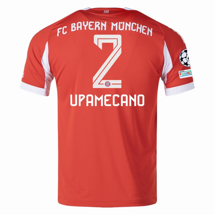 adidas Bayern Munich Upamecano Home Jersey w/ Champions League Patches 25/26 (Red) Anti Snag Surface