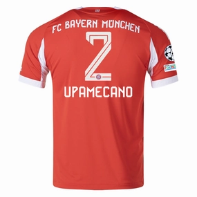 adidas Bayern Munich Upamecano Home Jersey w/ Champions League Patches 25/26 (Red) Anti Snag Surface