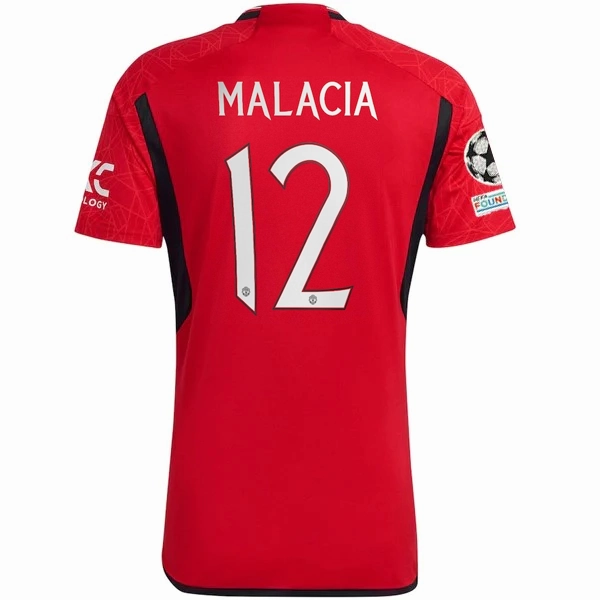 Eco Friendly Recycled Yarn High Visibility Details adidas Manchester United Tyrell Malacia Home Jersey 23/24 w/ Champions League Patches (Team College Red)
