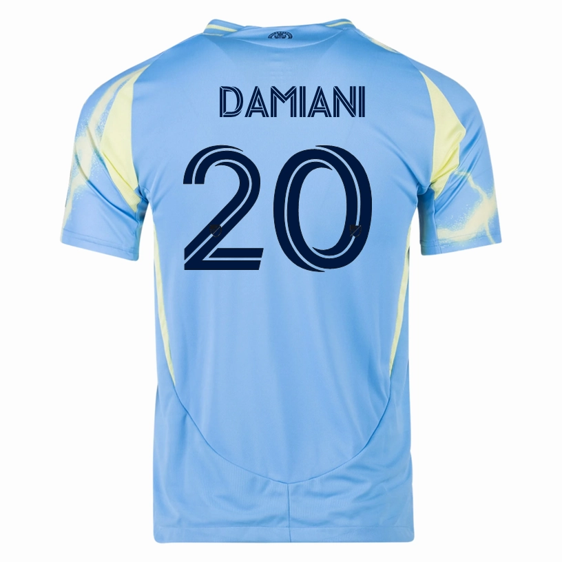 adidas Philadelphia Union Bruno Damiani Authentic Away Jersey 25/26 (Blue/Yellow) Ultra Fine Zippers Breathable mesh