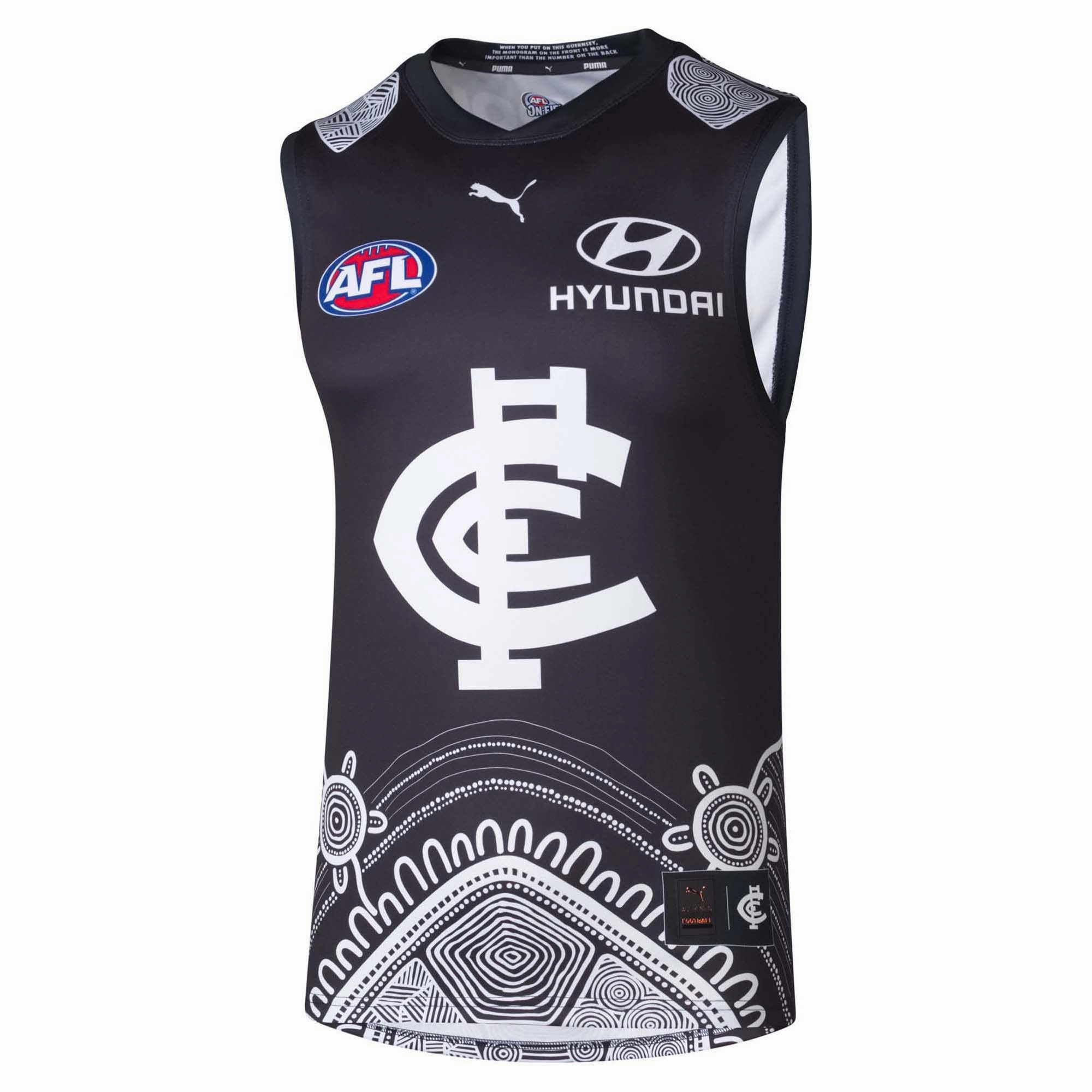 Men's AFL Carlton Blues Football Club 2025 Indigenous Replica Jersey High Collar Design Eco Conscious Dye Process