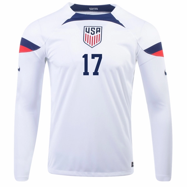 Nike United States Jordan Pefok Home Long Sleeve Jersey 22/23 (White/Loyal Blue) Eco Friendly Dye Cross Fiber Engineering