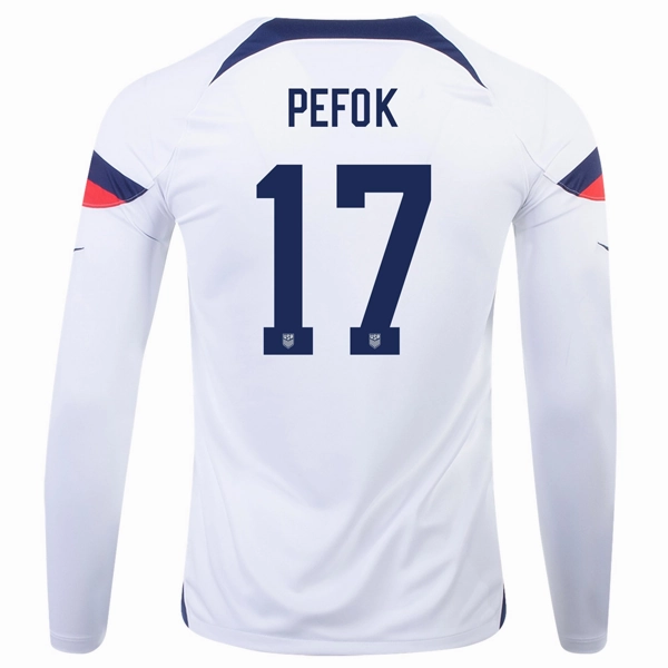 All Weather Adapt Fabric Flexible Collar Design Nike United States Jordan Pefok Home Long Sleeve Jersey 22/23 (White/Loyal Blue)