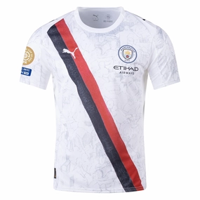 All Day Comfort Flex Non Slip Hem Puma Manchester City Kid Super Jersey w/ Club World Cup Patches 25/26 (Puma White/Deep Navy) (Copy)