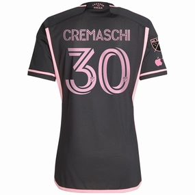 adidas Inter Miami Authentic Benjamin Cremaschi Royal Caribbean Away Jersey w/ MLS   Apple TV Patches 23/24 (Black/Bliss Pink) All Day Comfort Flex