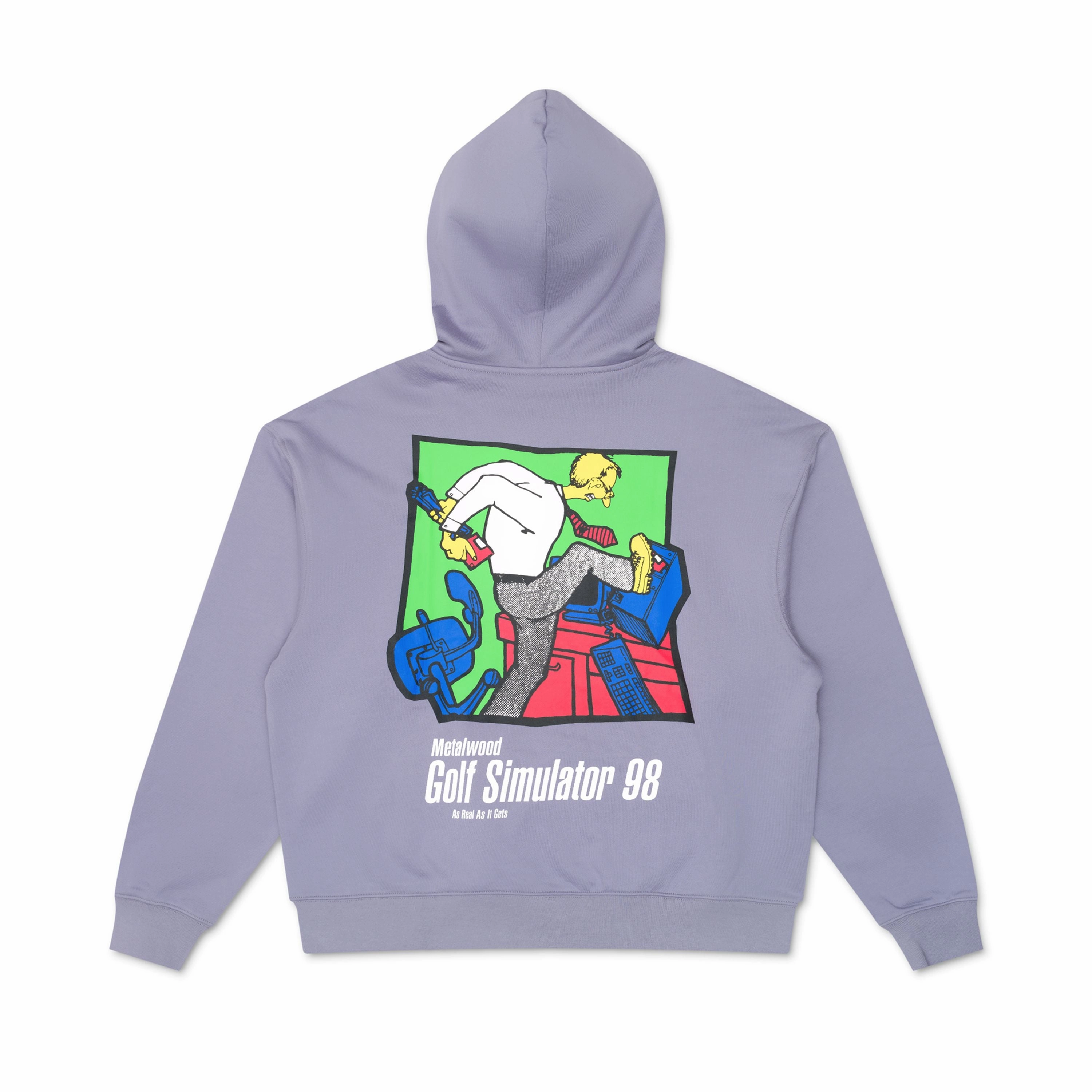 Eco Friendly Production Contrast Binding Trim Metalwood Studio "Simulator 98 Hooded Sweatshirt" - Pewter