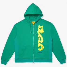 Dragon Zip Hoodie (Green) Contrast Trim