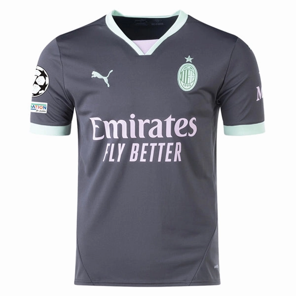 Puma AC Milan Santi Gimenez Third Jersey w/ Champions League Patches 24/25 (Shadow Gray/Fresh Mint) Quick Adapt Fibers