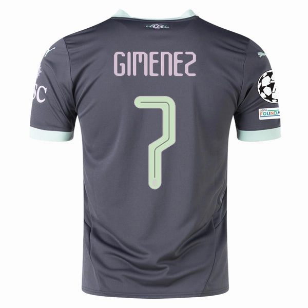 Puma AC Milan Santi Gimenez Third Jersey w/ Champions League Patches 24/25 (Shadow Gray/Fresh Mint) Unstructured Silhouette Comfort Technology