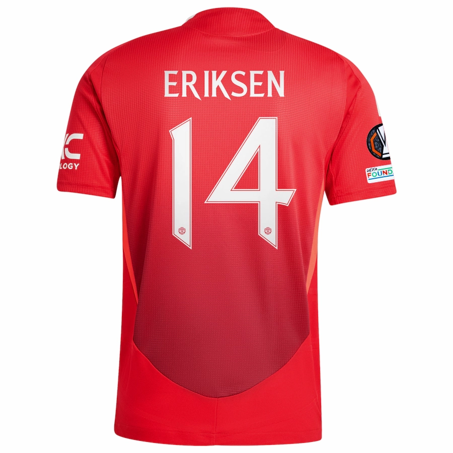 Bonded Hemline High Durability Weave adidas Manchester United Authentic Christian Eriksen Home Jersey w/ Europa League Patches 24/25 (MUFC Red/Bright Red)