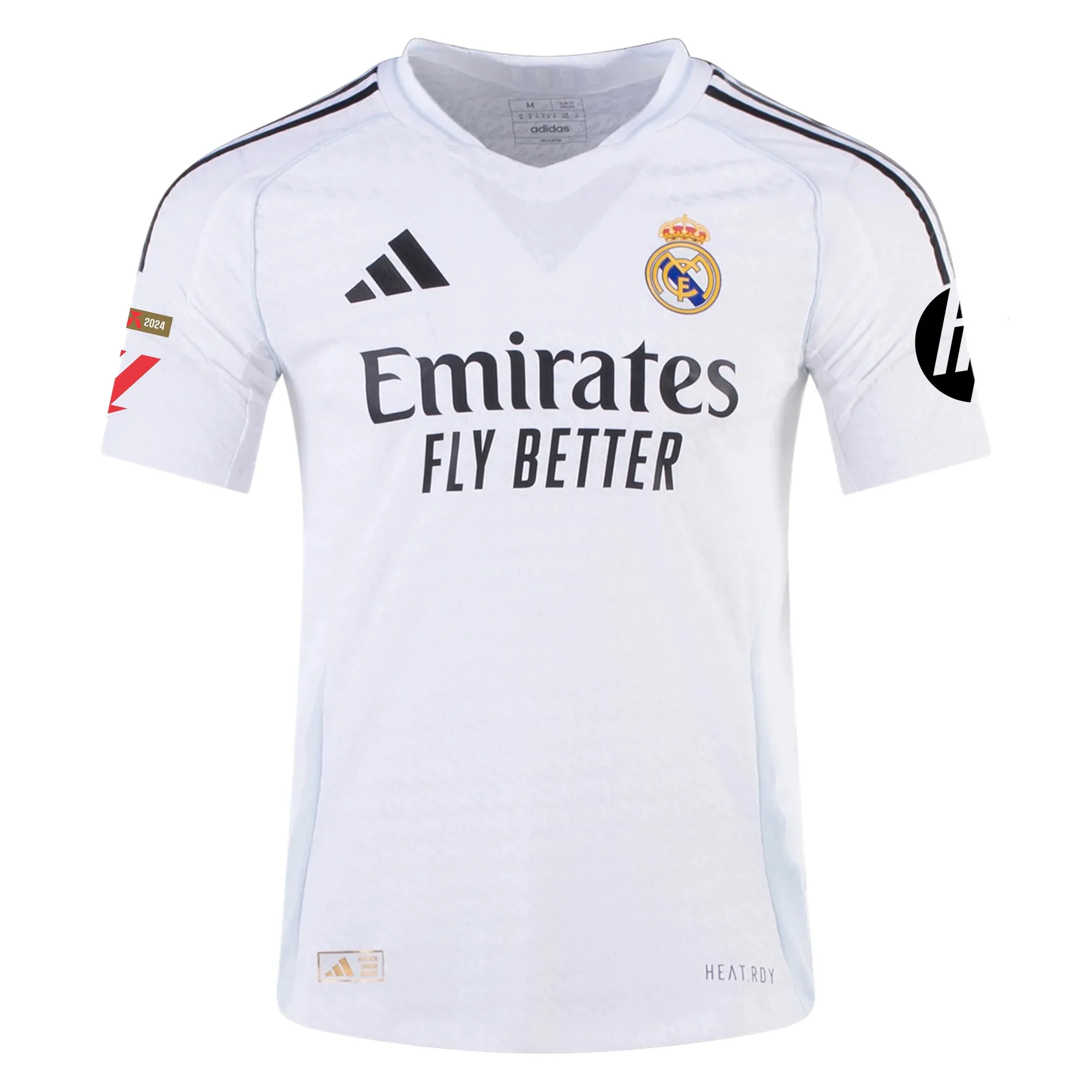 Yarn Dye Pattern Athletic Cut adidas Mbapp?? Real Madrid Authentic Home Jersey w/ La Liga Patches 24/25 (White/Black)