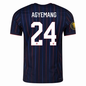 Nike Patrick Agyemang United States Away Match Authentic Jersey 25/26 w/ Gold Cup 2025 Patch (Obsidian/Challenge Red) 3D Knit Texture Stretch Zones