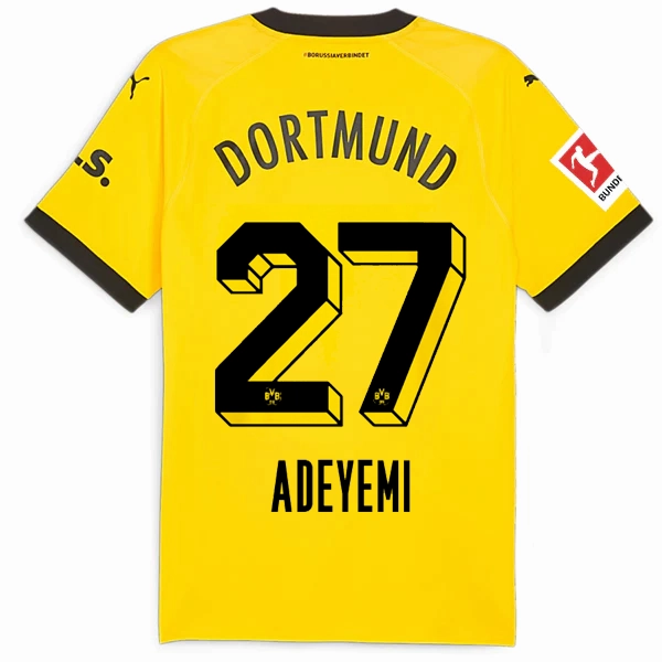 Puma Borussia Dortmund Authentic Karim Adeyemi Home Jersey w/ Bundesliga Patch 23/24 (Cyber Yellow/Puma Black) Temperature Control Technology