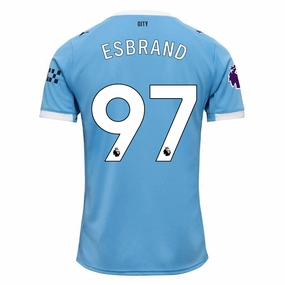 Low Impact Dye Process Puma Joshua Wilson-Esbrand Manchester City Home Jersey 25/26 w/ EPL   Sponsor Patch (Team Light Blue/Puma White)