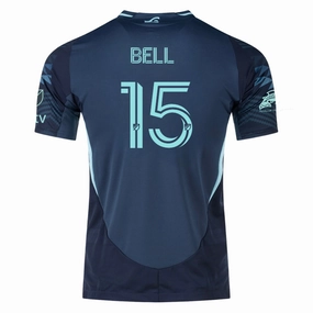 Smooth Flatlock Stitching adidas J. Bell Seattle Sounders Authentic Away Jersey 25/26 w/ MLS Patches & Sponsor (Aura Ink)