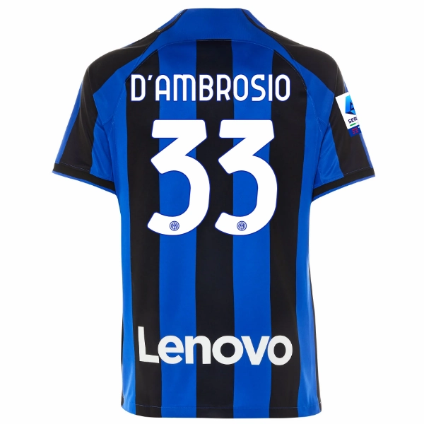 Sweat Ready Layered Look Design Nike Inter Milan D'Ambrosio Home Jersey w/ Serie A   Copa Italia Patches 22/23 (Lyon Blue/Black)