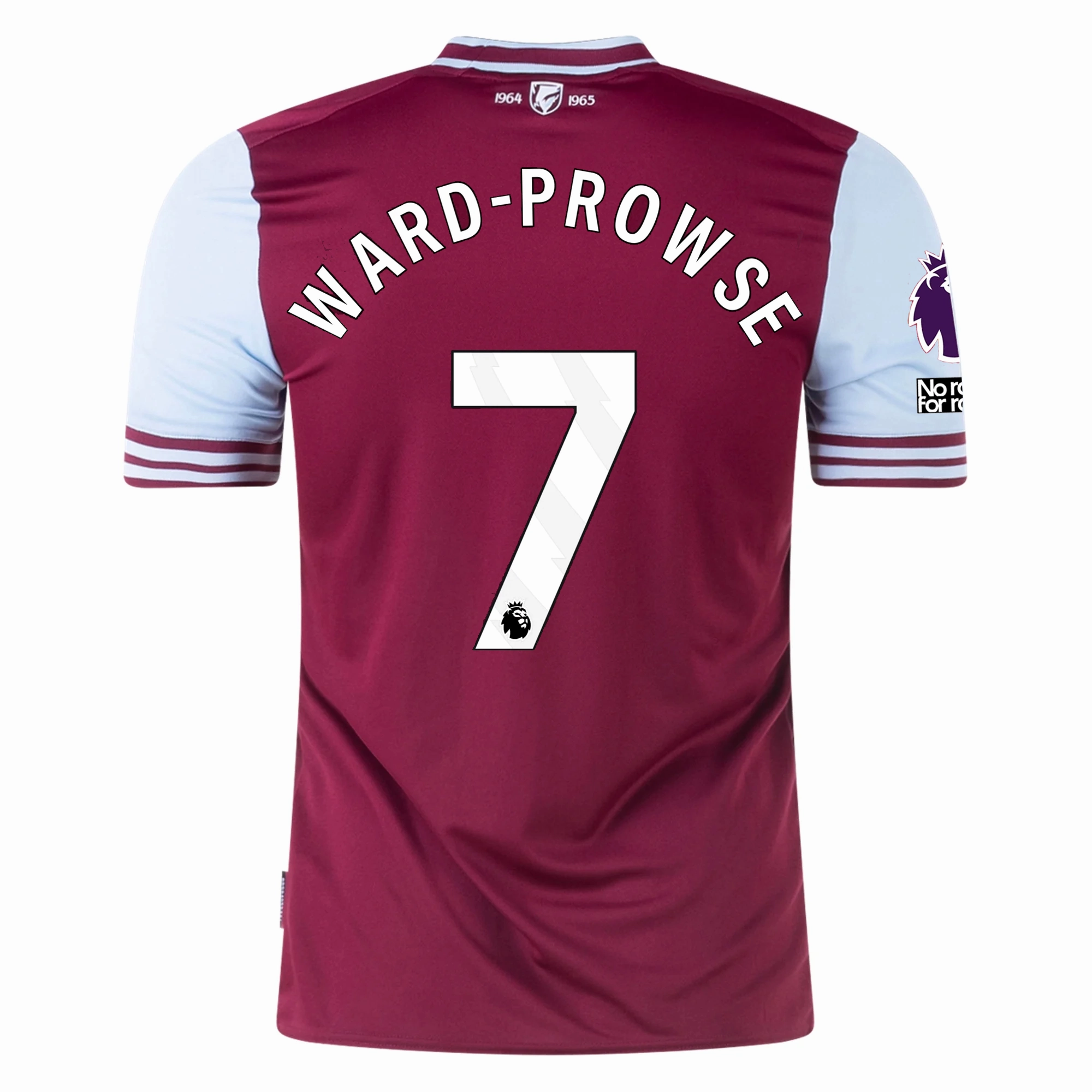 Soft Brushed Interior Studio Fit Umbro West Ham James Ward-Prowse Home Jersey w/ EPL   No Room For Racism Patches 24/25 (Maroon/Sky Blue)