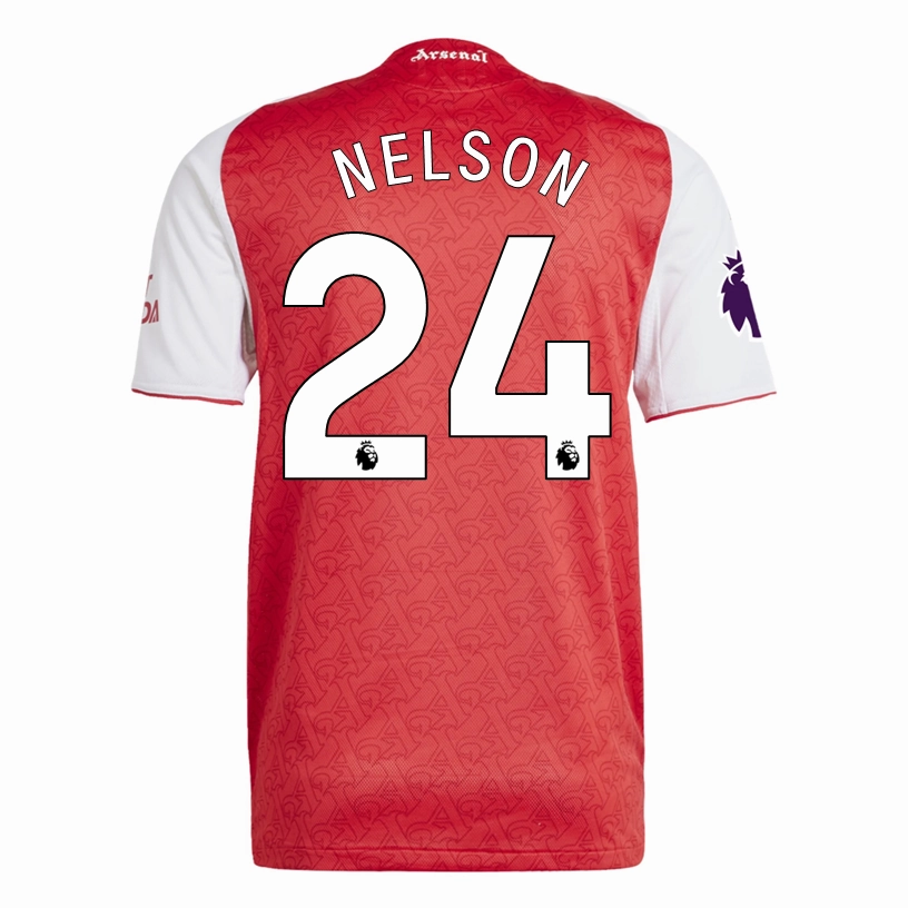adidas Reiss Nelson Arsenal FC Authentic Home Jersey 25/26 w/ EPL Patch (Better Scarlet/White Low Friction Texturing All-Purpose Wear