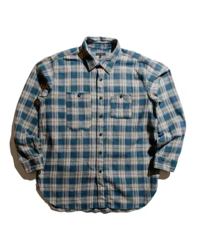 Midweight Textile Ethical production Engineered Garments Work Shirt Navy Cotton Plaid Jacquard
