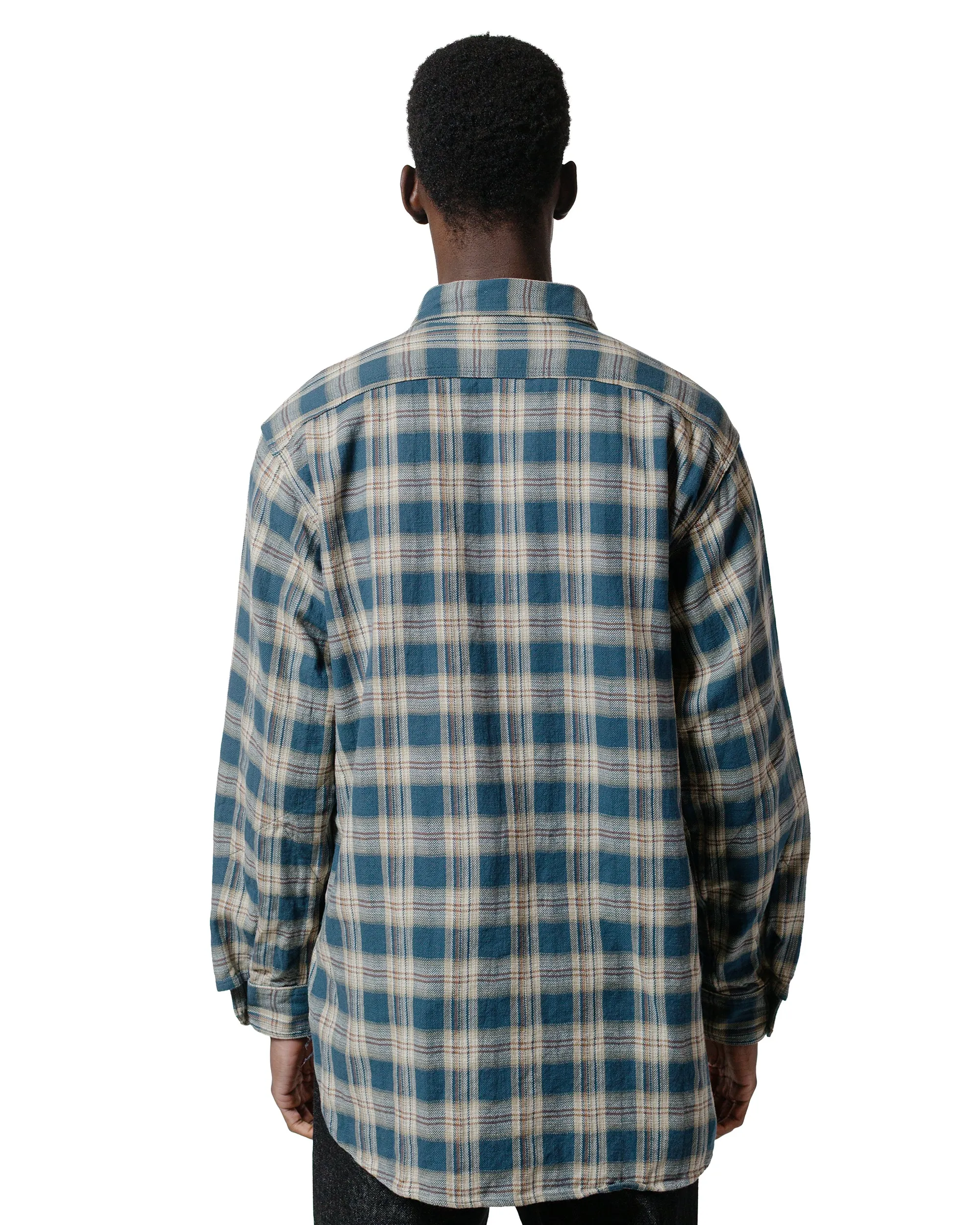 Odorless Binding Tape Engineered Garments Work Shirt Navy Cotton Plaid Jacquard