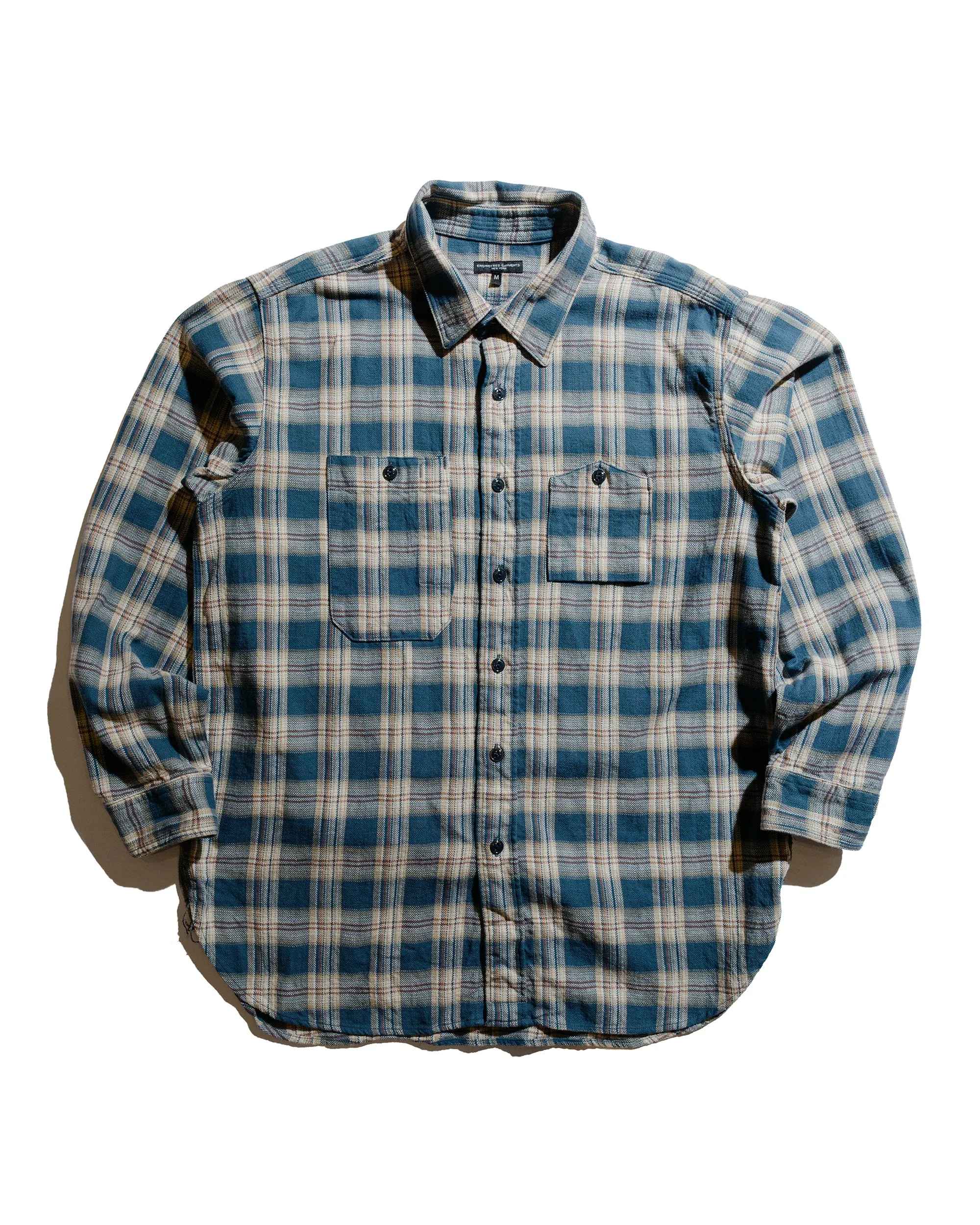 Midweight Textile Ethical production Engineered Garments Work Shirt Navy Cotton Plaid Jacquard
