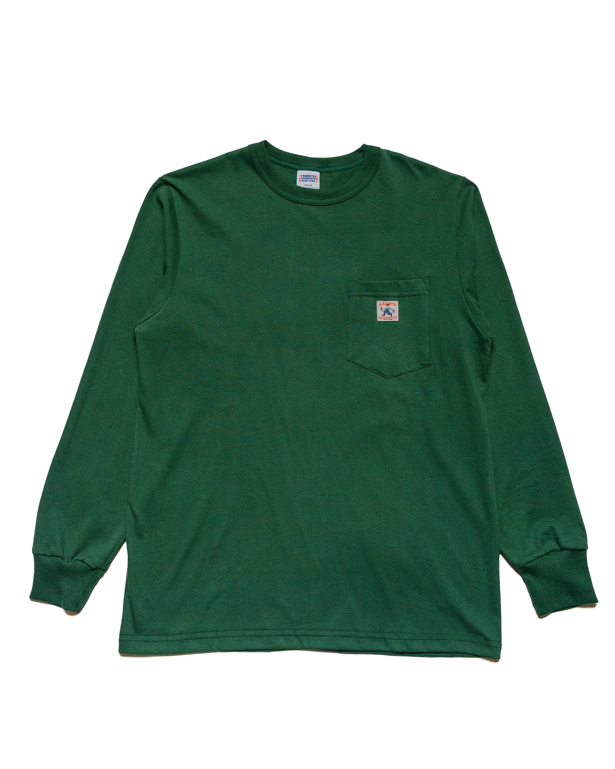 Cool and Relaxed right size Randy's Garments Long-Sleeve Pocket Tee Dark Green