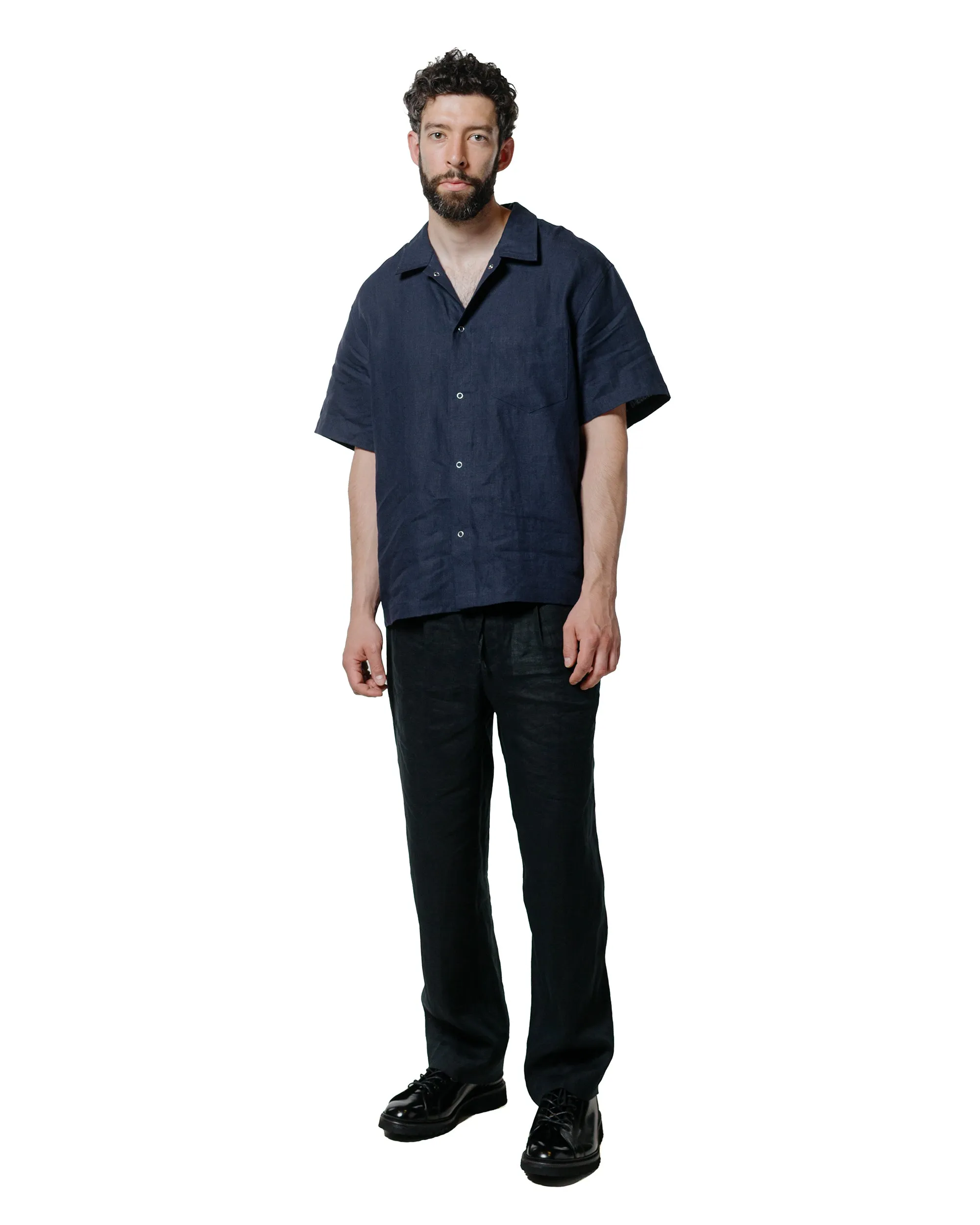 James Coward Sundown Shirt Navy Welterweight Linen Summer Outfit