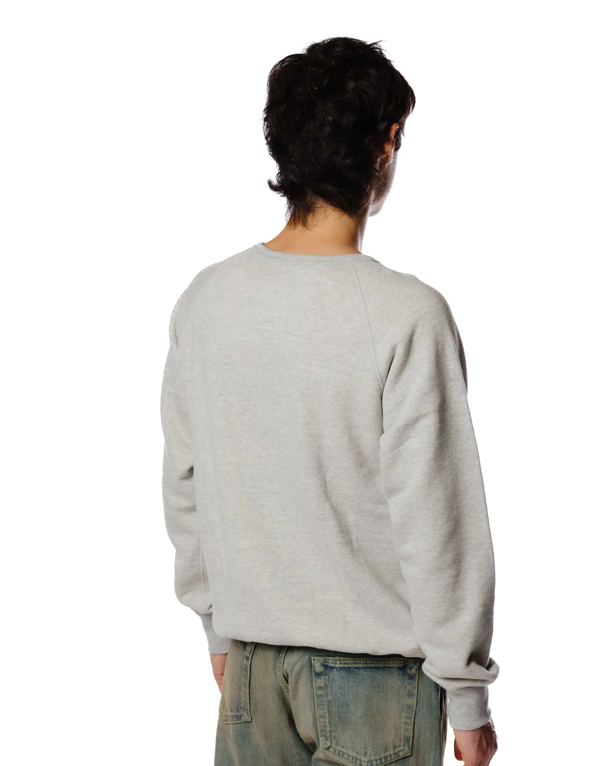 The Real McCoy's MC21018 9oz. Loopwheel Raglan Sleeve Sweatshirt Ash Grey Stylish Layer